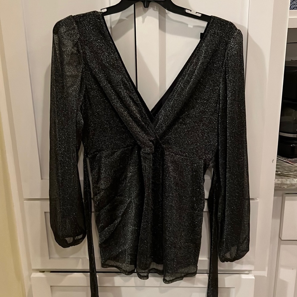 Torrid how are black/silver party blouse size 2X new with tags. - Picture 1 of 3
